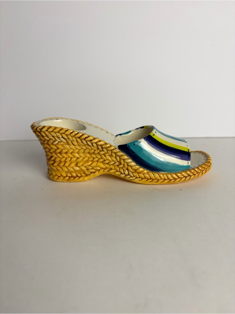 Vintage Diane Artware Happy Toes Sandal Tea Light Candle Holder Coastal Decor